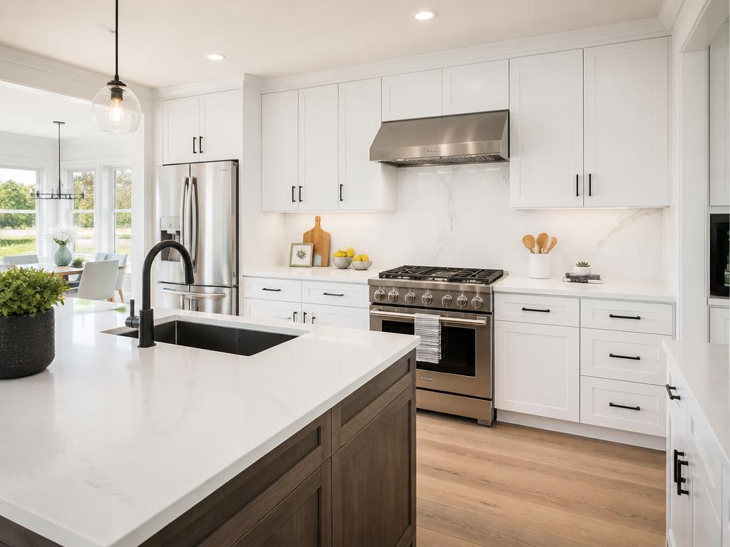 Spotless modern kitchen with white countertops